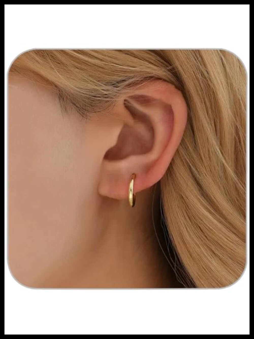 10mm Small Hoop Earrings Huggie 14k Gold Plated Surgical Steel